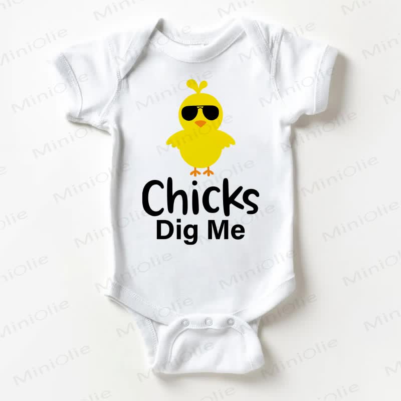 CHICKS DIG ME Baby White Bodysuit - White - 18-24M - image 1