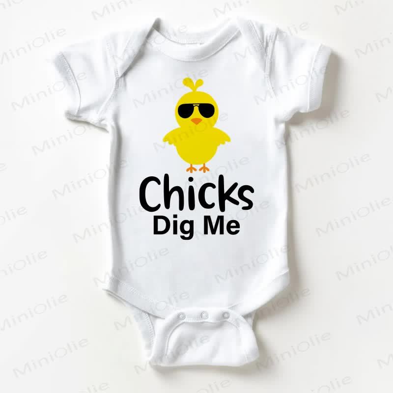 CHICKS DIG ME Baby White Bodysuit - White - 18-24M - image 1