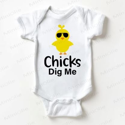 CHICKS DIG ME Baby White Bodysuit - White - 18-24M - image 1