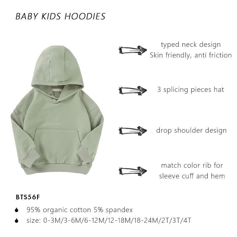 Baby Toddler Solid Color Cotton Hoodie - #72 Green - 3T - image 2