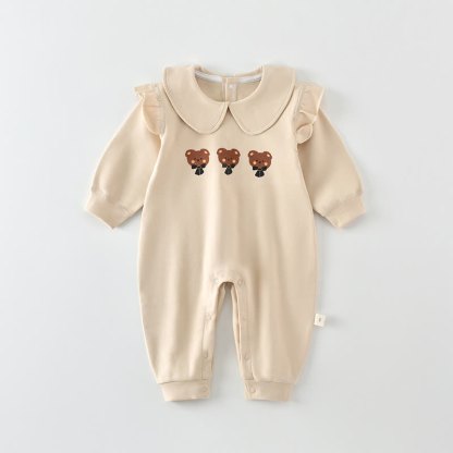 Baby Flutter Sleeves Bear Beige Romper - Beige - 18-24M - image 1