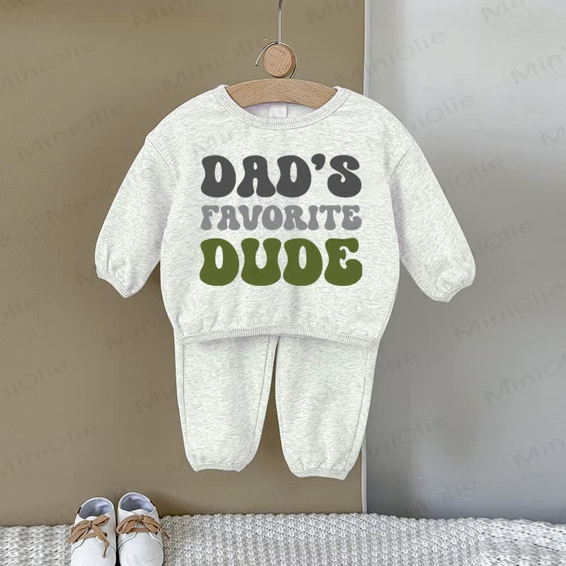 DAD'S FAVORITE DUDE Baby 2-piece Gray Sweatshirt Set - Gray - 2-3T - image 1