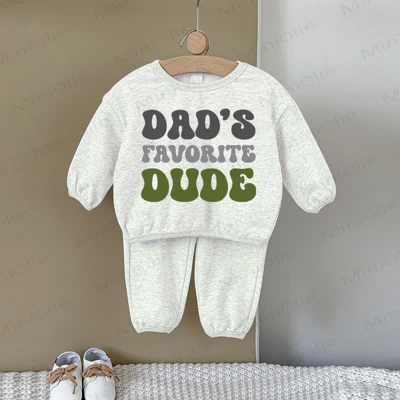 DAD'S FAVORITE DUDE Baby 2-piece Gray Sweatshirt Set - Gray - 2-3T - image 1