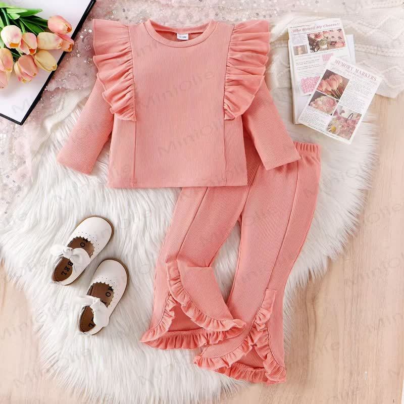 Baby Girl Knit Solid Color Rib 2-piece Set - Pink - 4-5Y - image 3