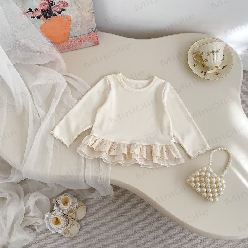 Baby Toddler Girl Solid Color White Lace Top/Blue Denim Pants - White Top - 5-7T - image 2