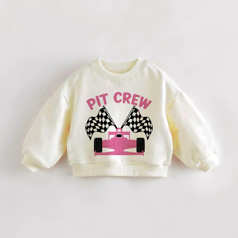 PIT CREW Baby Toddler Pink Racing Car Sweatshirt - Cream - 3-5T - image 1