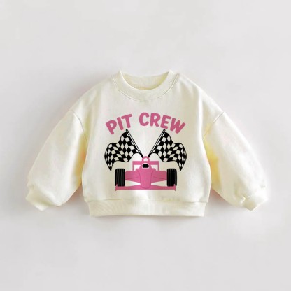 PIT CREW Baby Toddler Pink Racing Car Sweatshirt - Cream - 3-5T - image 1
