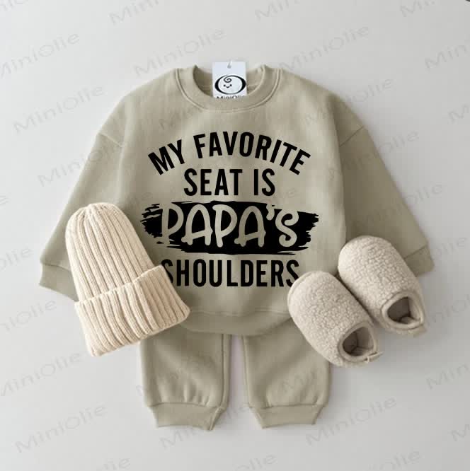 MY FAVORITE SEAT IS PAPA'S SHOULDERS Baby Sweatshirt Grey Green 2-piece Set - Grey Green - 2-3T - image 1