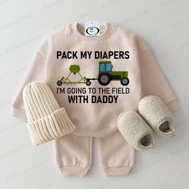 PACK MY DIAPERS WITH DADDY Baby Car 2-piece Beige Set - Beige - 2-3T - image 1