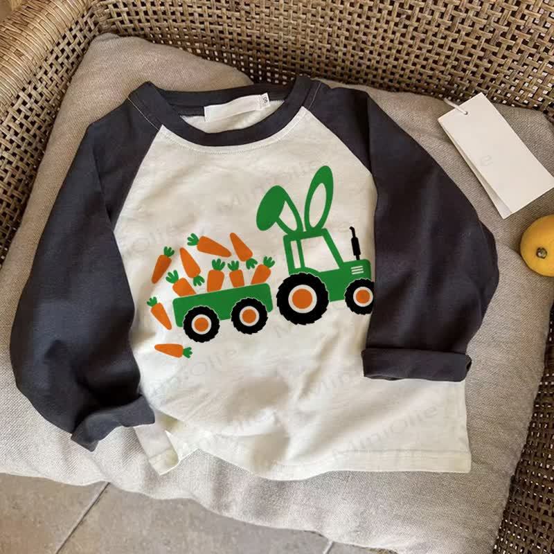 Baby Bunny Car Dark Gray Raglan T-shirt - Drak Gray - 2-3T - image 1