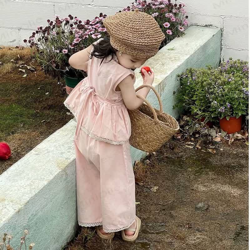 Toddler Kid Girl Pink Lace Flower 2-piece Set - image 5