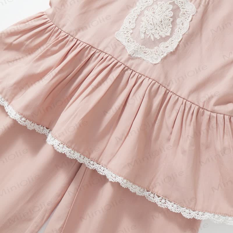 Toddler Kid Girl Pink Lace Flower 2-piece Set - image 8