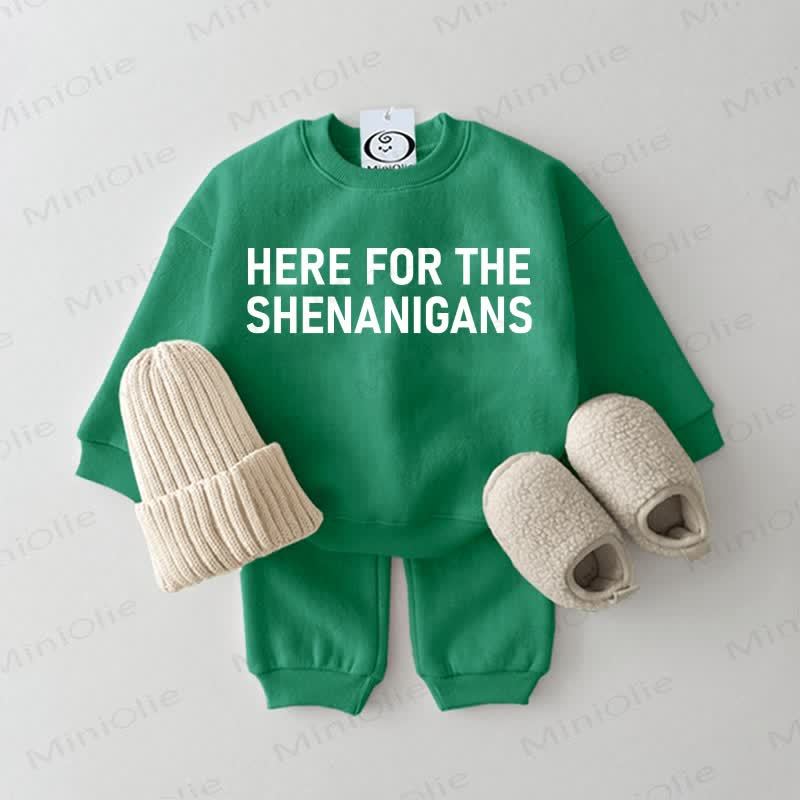 HERE FOR THE SHENANIGANS Baby Sweatshirt 2-piece Green Set - Green - 2-3T - image 1