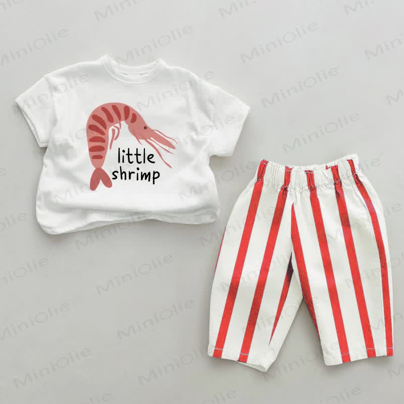 LITTLE SHRIMP Baby Red Vertical Striped 2-piece Set - White&Red - 2-3T - image 1