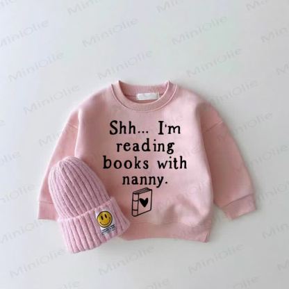SHH... I'M READING BOOKS WITH NANNY. Baby Leopard Print Heart Pink Sweatshirt - Pink - 2-3T - image 1