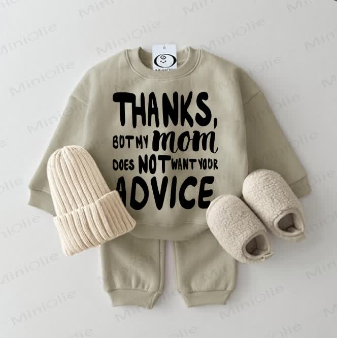 THANKS, BUT MY MOM DOES NOT WANT YOUR ADVICE. Baby Sweatshirt Grey Green 2-piece Set - Grey Green - 2-3T - image 1
