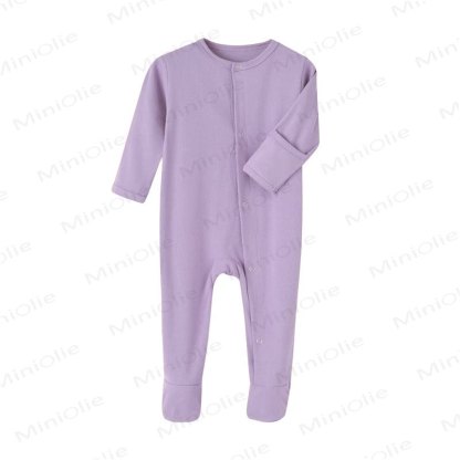 Baby Solid Color Ribbed Footed Romper - Purple - 12-18M - image 11