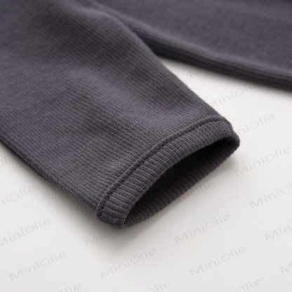 Baby Solid Color Ribbed Footed Romper - image 5