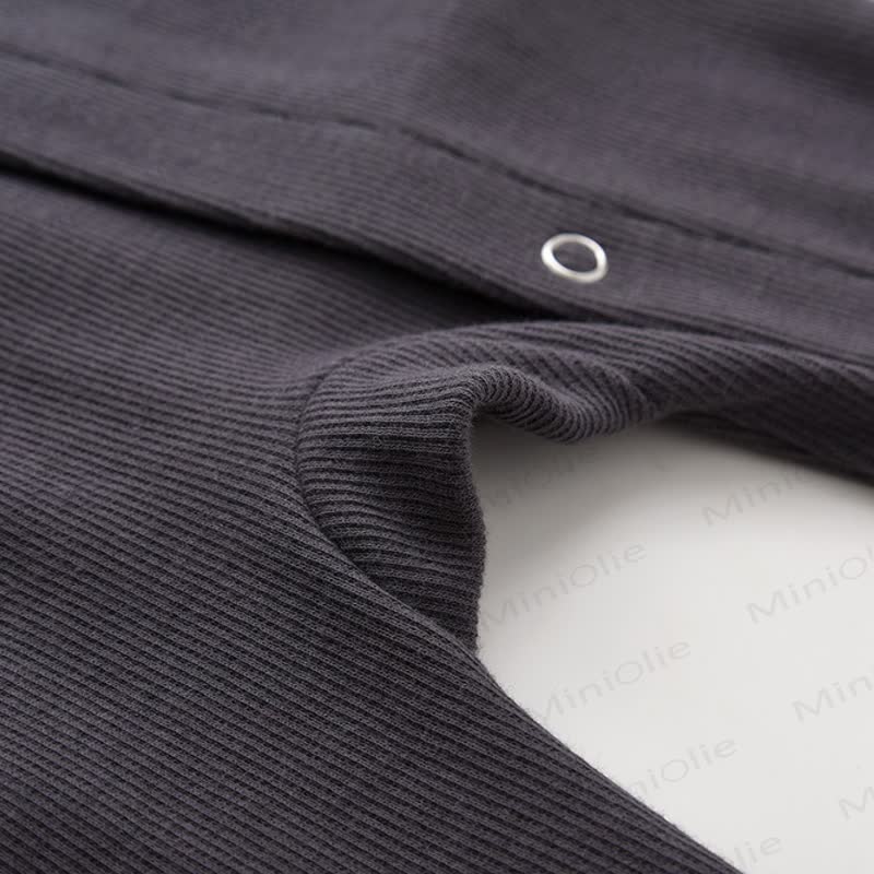 Baby Solid Color Ribbed Footed Romper - image 6