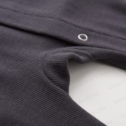 Baby Solid Color Ribbed Footed Romper - image 6