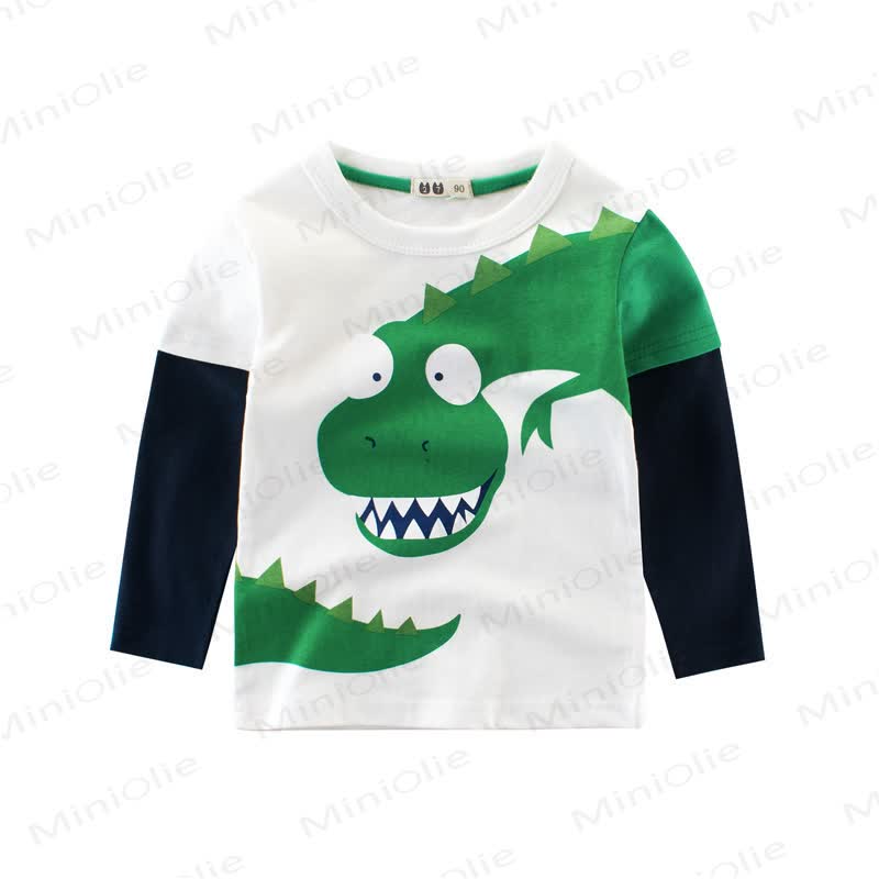 Toddler Dinosaur Color Block T-shirt - White - 8-9T - image 2