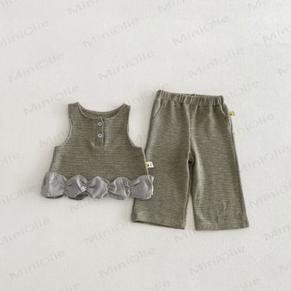 Baby Toddler Girl Solid Color Lace Tank Top & Pants/Top - Tank Top & Pants - 3-5T - image 6