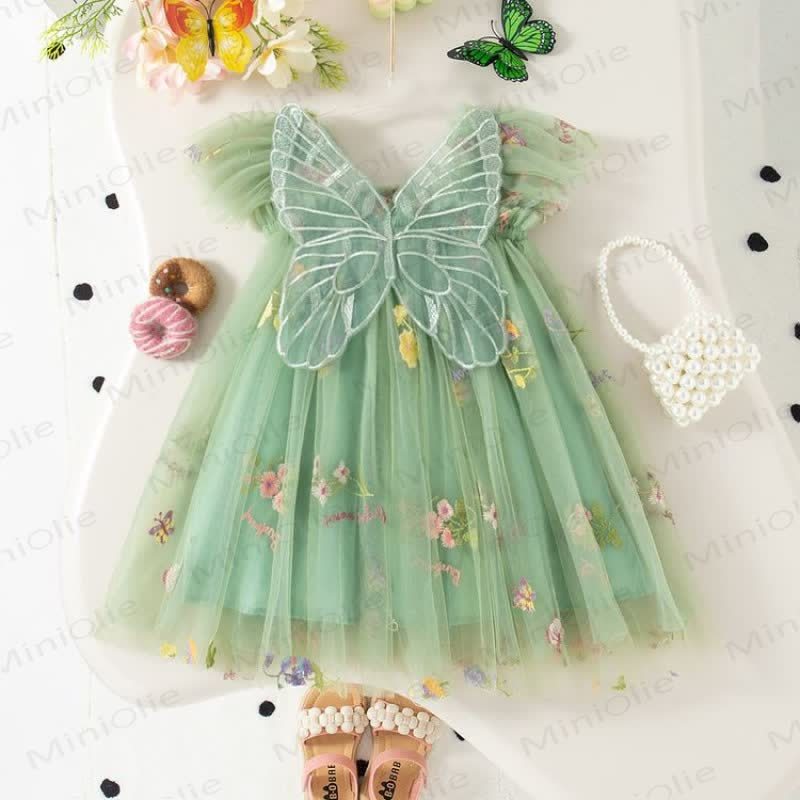 Baby Toddler Girl Flower/Cherry Mesh Dress  - Green - 5-7T - image 2