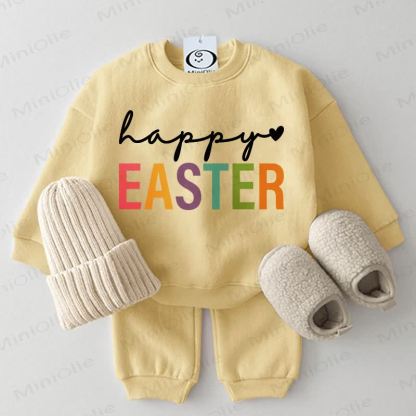HAPPY EASTER Baby Love Sweatsuit 2-piece Set - Yellow - 2-3T - image 2