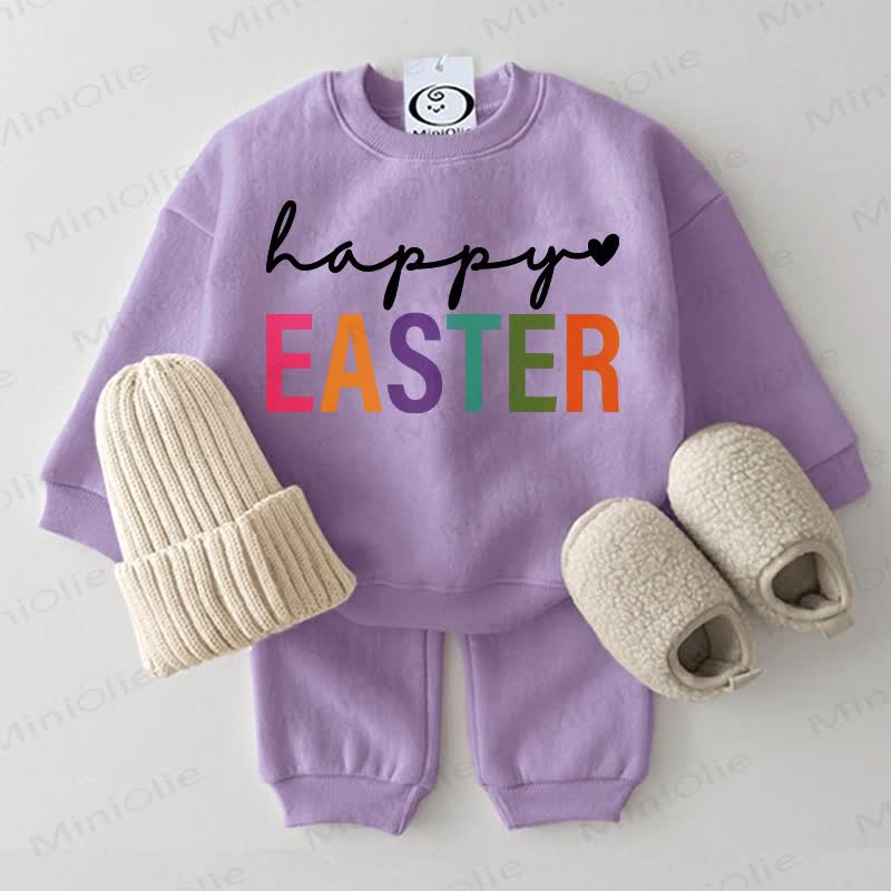 HAPPY EASTER Baby Love Sweatsuit 2-piece Set - Purple - 2-3T - image 1