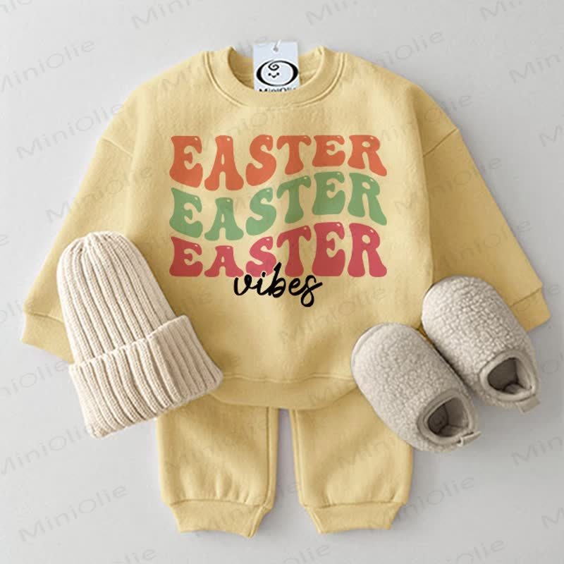 EASTER VIBES Baby Sweatshirt 2-piece Yellow Set - Yellow - 2-3T - image 1