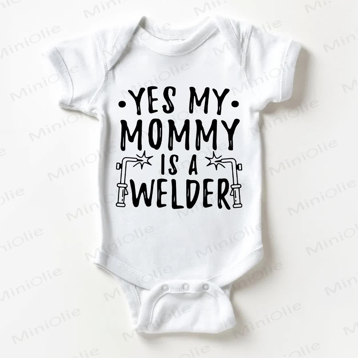 YES MY MOMMY IS A WELDER Baby White Bodysuit - White - 18-24M - image 1