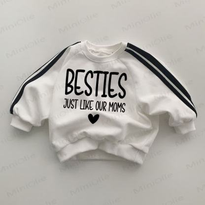 BESTIES JUST LIKE OUR MOMS Baby Love Striped Side White Sweatshirt - White - 2-3T - image 1
