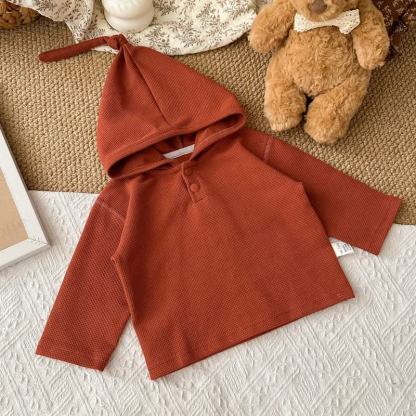 Baby Toddler Waffle Solid Color Hoodie - Red - 3-5T - image 1