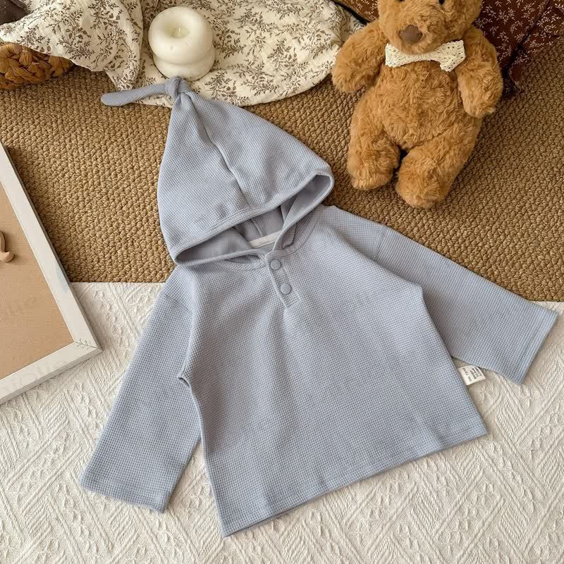 Baby Toddler Waffle Solid Color Hoodie - Blue - 3-5T - image 4