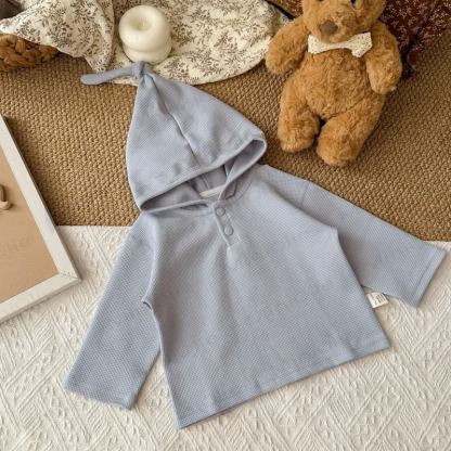 Baby Toddler Waffle Solid Color Hoodie - Blue - 3-5T - image 4