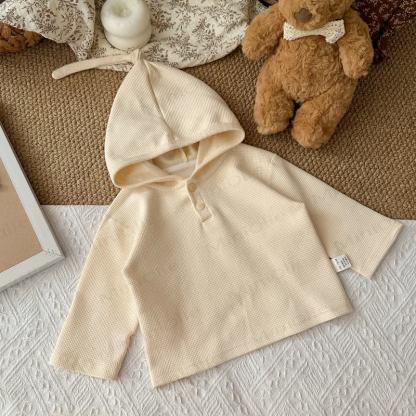 Baby Toddler Waffle Solid Color Hoodie - Beige - 3-5T - image 6