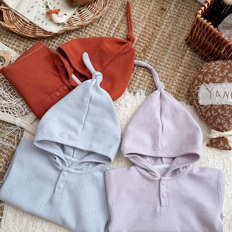 Baby Toddler Waffle Solid Color Hoodie - image 8