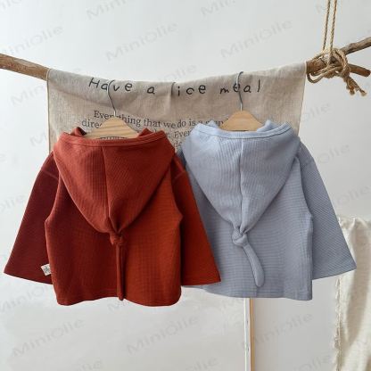 Baby Toddler Waffle Solid Color Hoodie - image 3