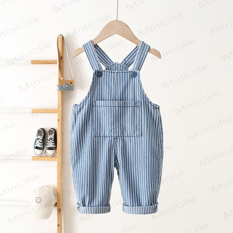 Baby Toddler Blue White Stripe Jean Overalls - Blue - 5-7T - image 1