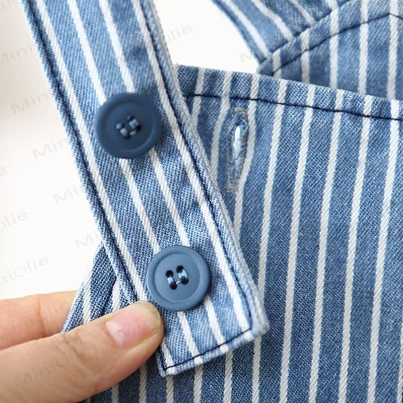 Baby Toddler Blue White Stripe Jean Overalls - image 4