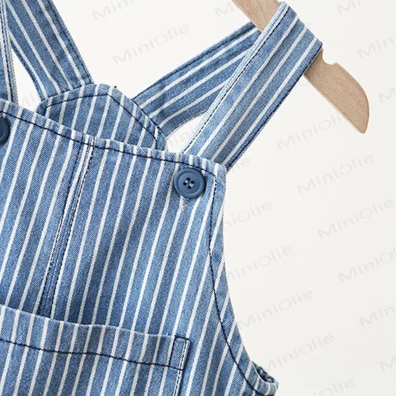 Baby Toddler Blue White Stripe Jean Overalls - image 6