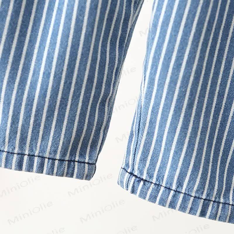 Baby Toddler Blue White Stripe Jean Overalls - image 9