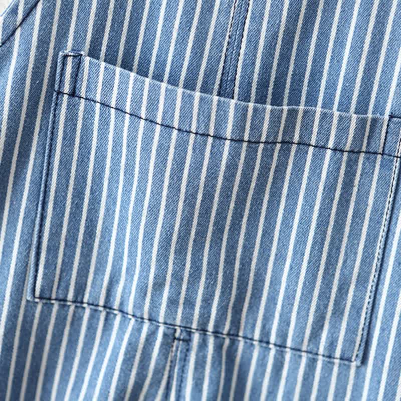 Baby Toddler Blue White Stripe Jean Overalls - image 8