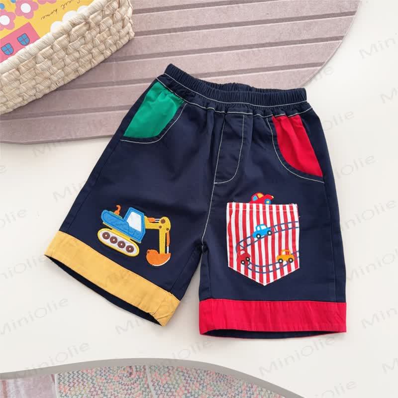 Toddler Kid Car Stripe Pocket Shorts - Navy Blue - 6-7T - image 4