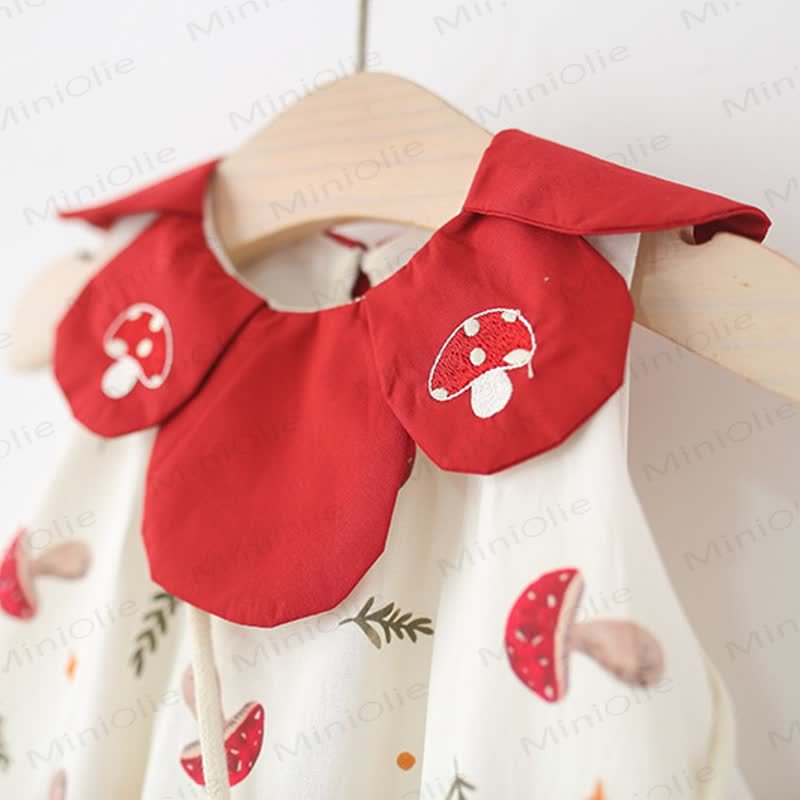 Baby Toddler Girl Beige Mushroom Petal Collar Dress  - image 4