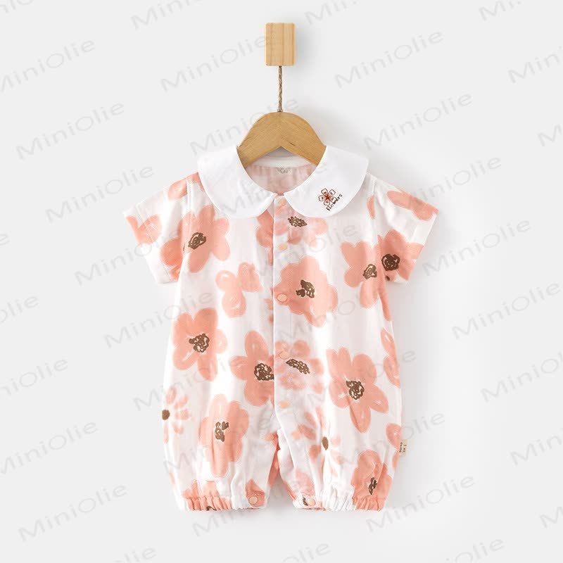 Baby Peter Pan Collar Floral Animal Romper - Flower - 18-24M - image 3