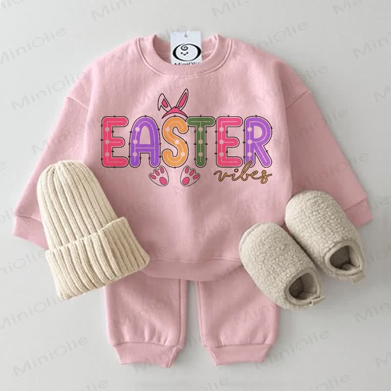 EASTER VIBES Baby Bunny 2-piece Sweatshirt Set - Pink - 2-3T - image 1