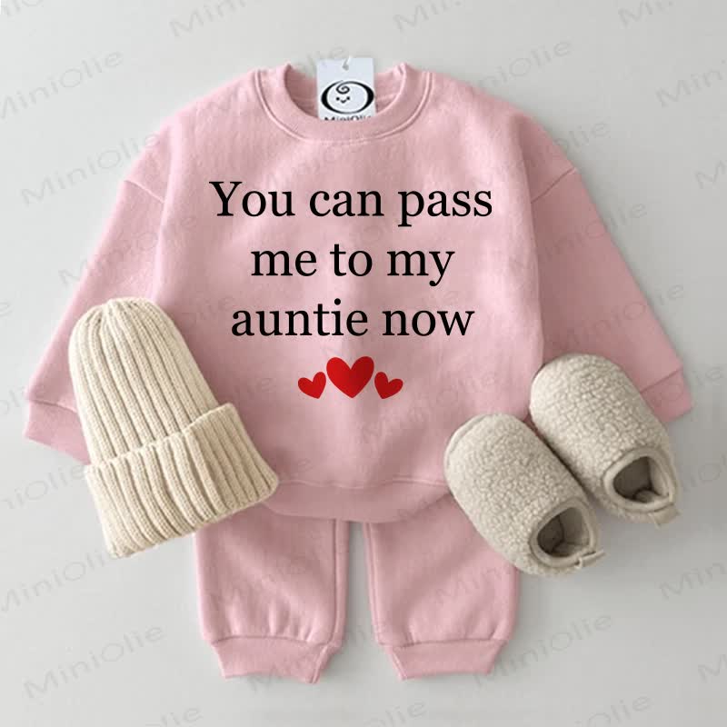 YOU CAN PASS ME TO MY AUNTIE NOW Baby Love 2-piece Sweatshirt Pink Set - Pink - 2-3T - image 1