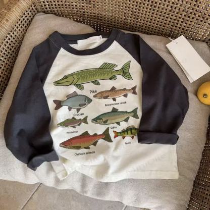 Baby Fishes Dark Gray Raglan Top - Drak Gray - 2-3T - image 1