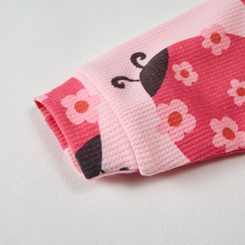  Baby Toddler Pink Floral Ladybug Sweatshirt 2-piece Set - image 4